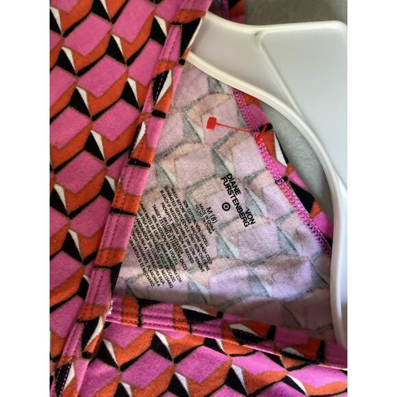 Diane Von Furstenberg DVF Target Short Sleeve Pink Modern Wrap Dress Medium - Picture 5 of 5